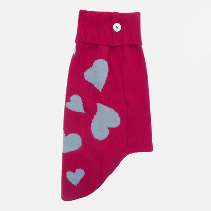 Emma Firenze Dog Jumper in Cashmere with Hearts Motif for Petite Pups