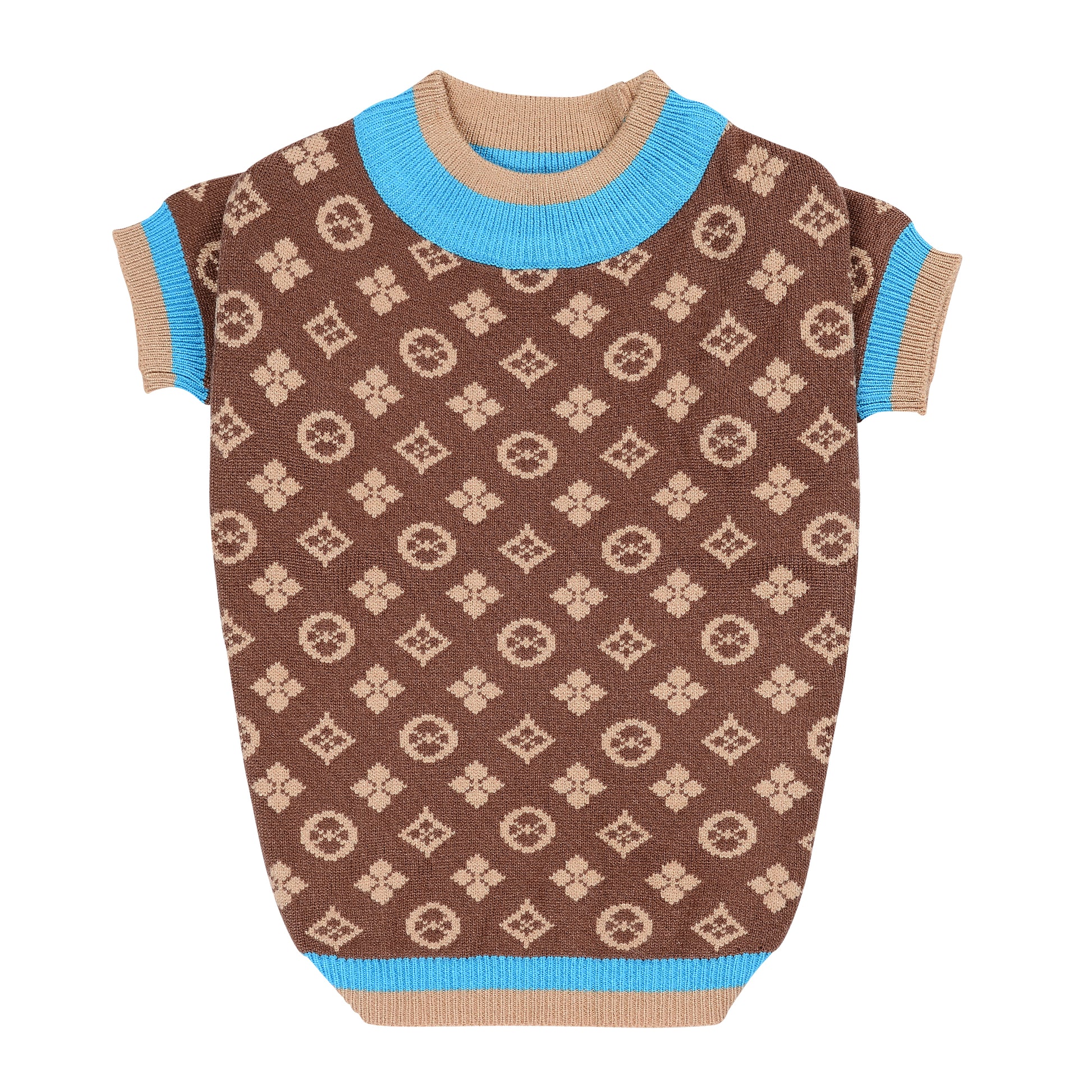 Dog Jumper in Brown & Blue