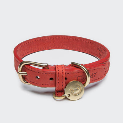 Dog Collar Cloud7 Tiergarten Cherry Red in Nubuck Leather