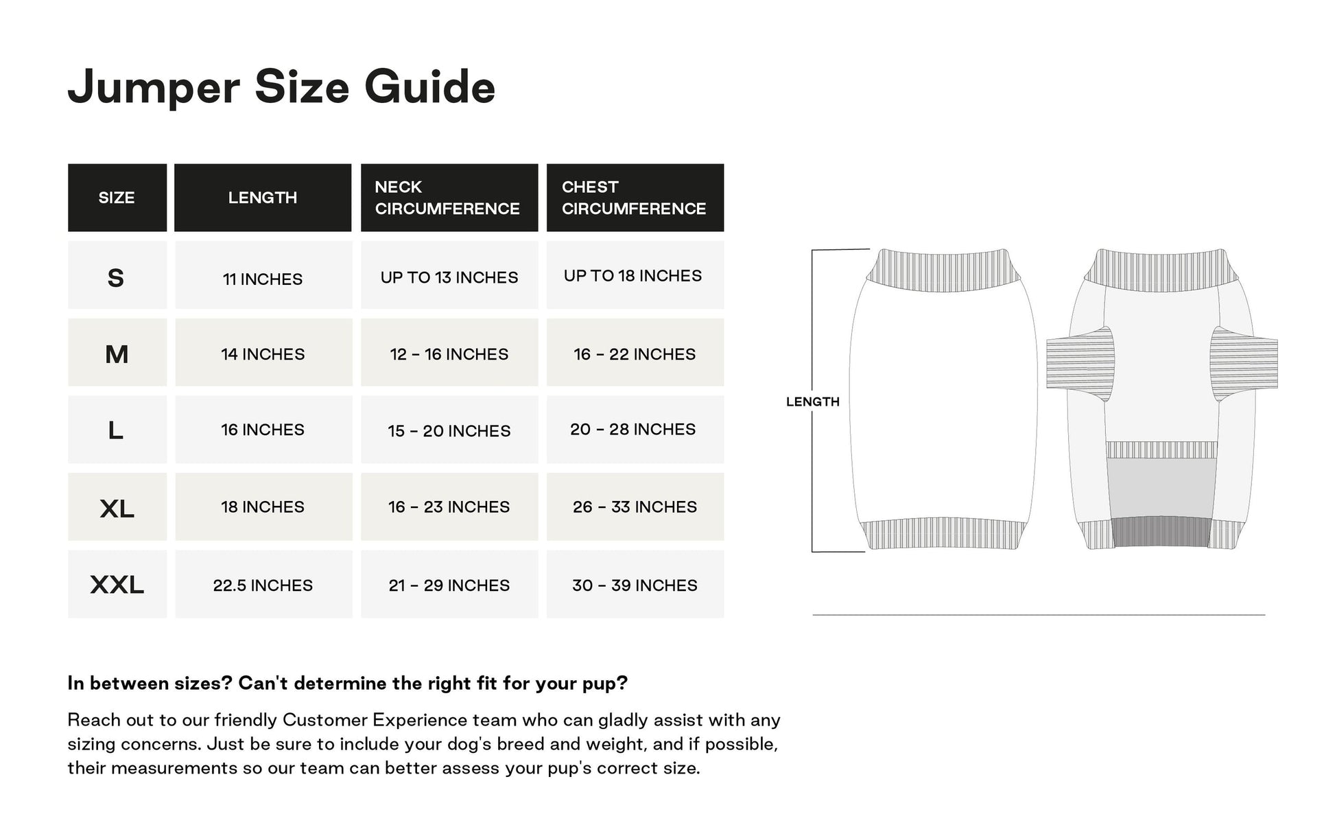 jumper size chart