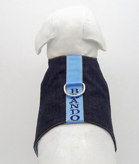 EMMA FIRENZE HAND MADE Dog HARNESS IN CANVASS & DENIM PERSONALISED WITH NAME (up to 6 letters)